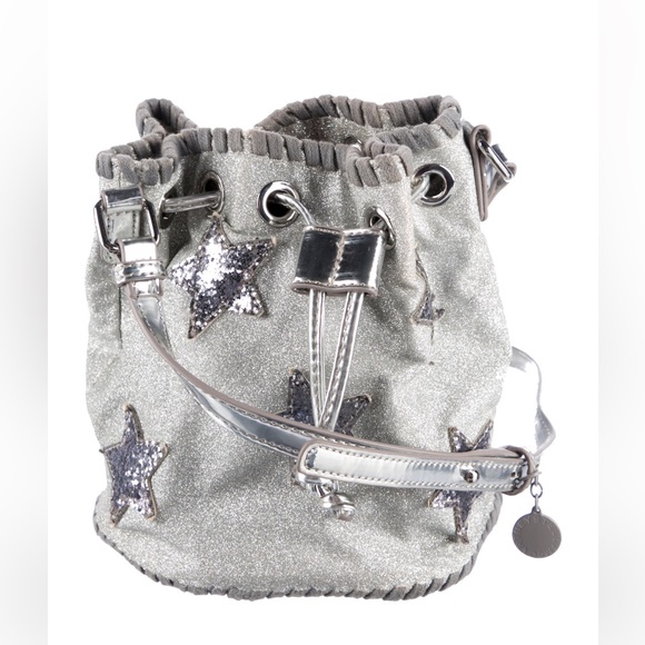 Stella Mccartney Star Glitter Bucket Bag In Storm Grey - Picture 3 of 12